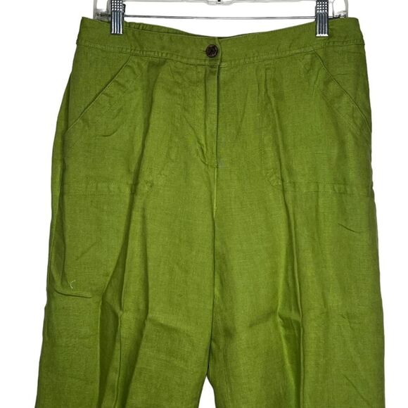 Chico's Green Cropped Linen Pants - Picture 2 of 5